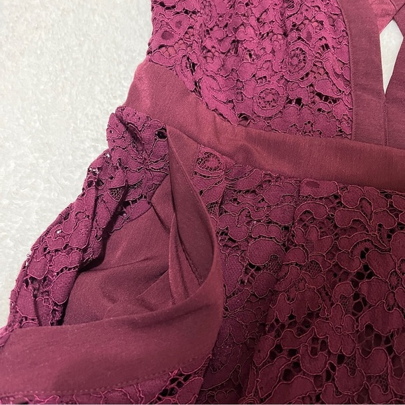 Free People Lovely in Lace Fit and Flare Mini Dress Burgundy/Berry Size Small - Picture 5 of 10